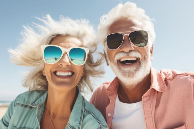 Portrait d'un couple heureux d'âge moyen, un homme et une femme âgés souriant et s'amusant Émotions positives