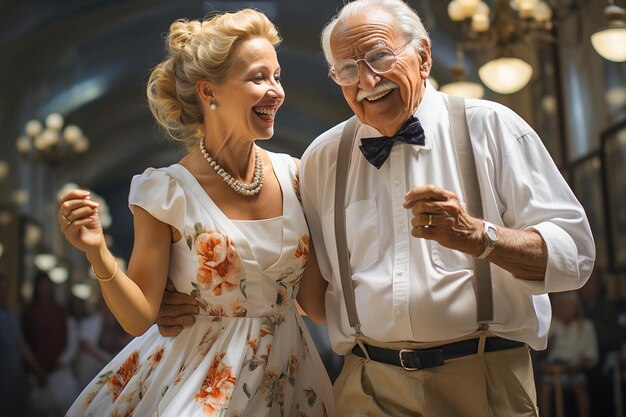 Portrait d'un couple heureux à la retraite au théâtre