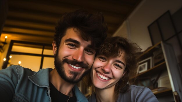 Portrait de couple à la maison