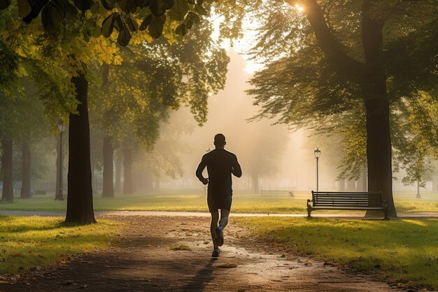 Portrait d'un coureur de jogging dans le parc