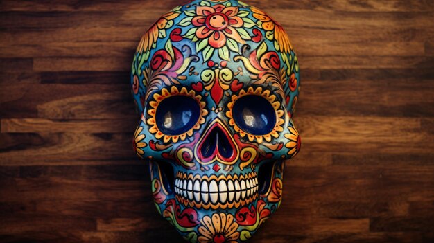 Un portrait de crâne mexicain décoratif vintage