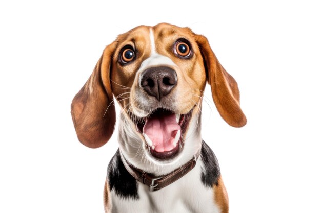 Portrait d'un curieux chien beagle isolé sur un fond blanc