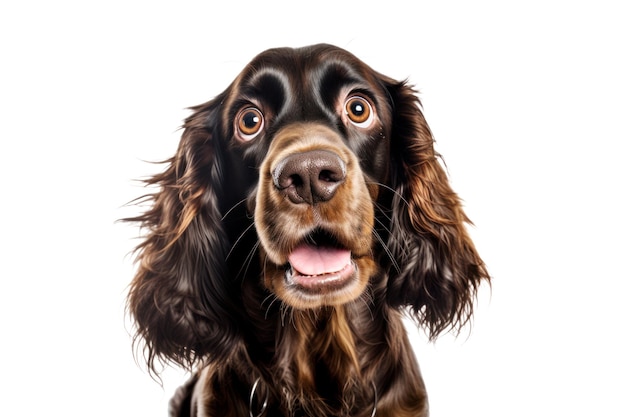 Portrait d'un curieux cocker spaniel isolé sur un fond blanc