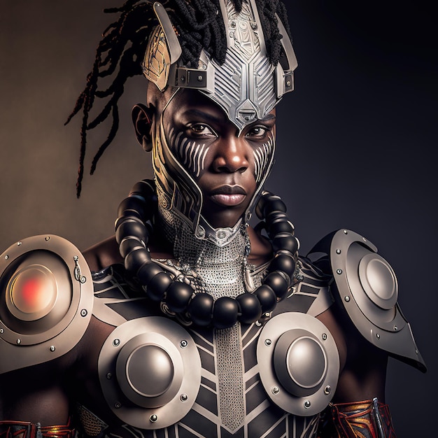 Portrait d'un cyborg africain