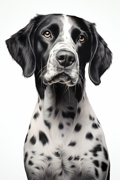 Portrait d'un dalmatien sur un fond blanc