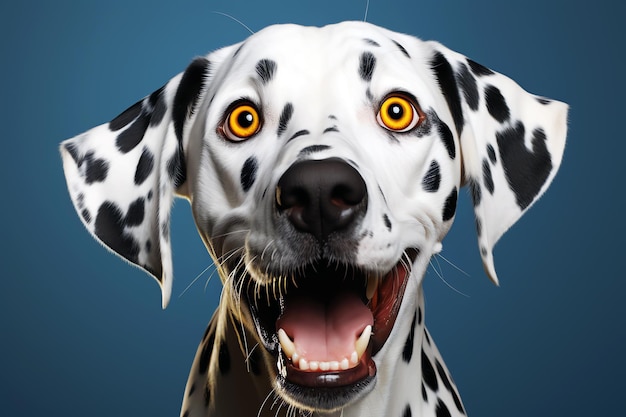 portrait de dalmatien sur l'image bleue générée par l'IA