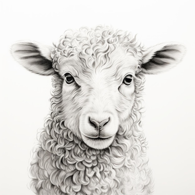 Portrait détaillé de moutons noirs et blancs sur fond blanc