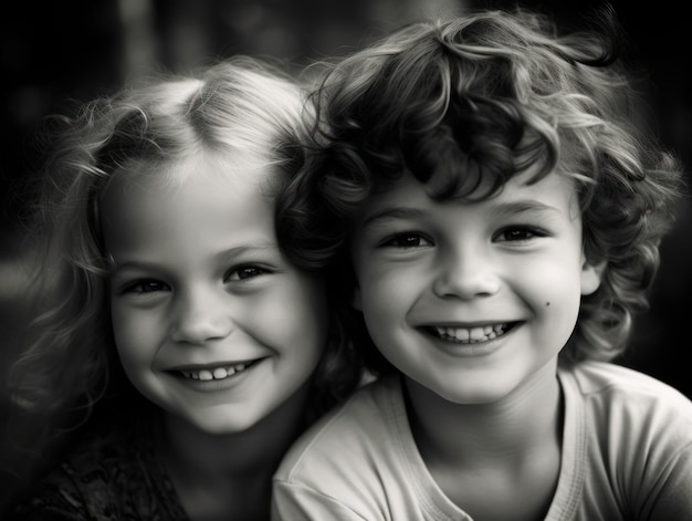 Portrait de deux enfants heureux