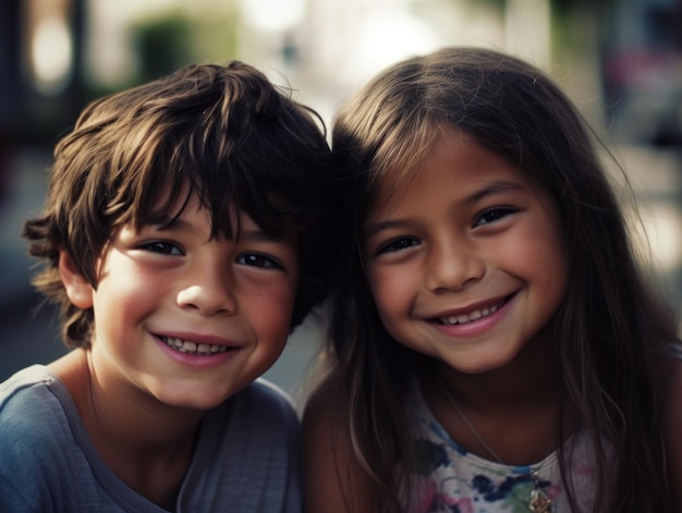 Portrait de deux enfants heureux