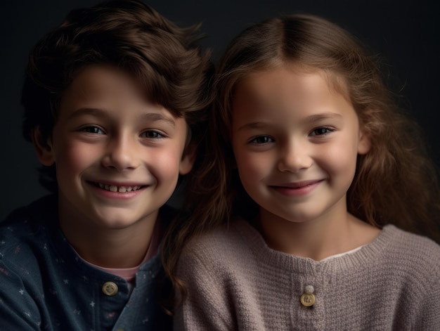 Portrait de deux enfants heureux