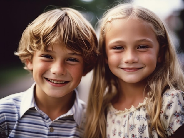 Portrait de deux enfants heureux