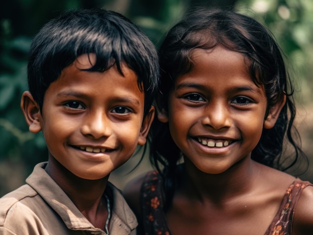 Portrait de deux enfants heureux