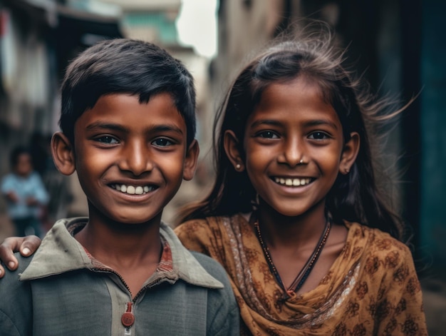 Portrait de deux enfants heureux