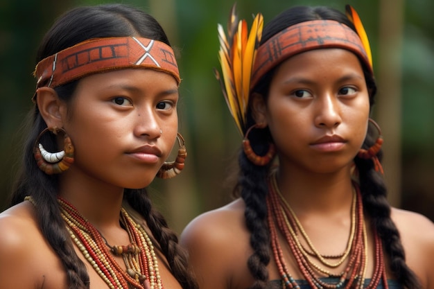 Photo portrait de deux jeunes autochtones