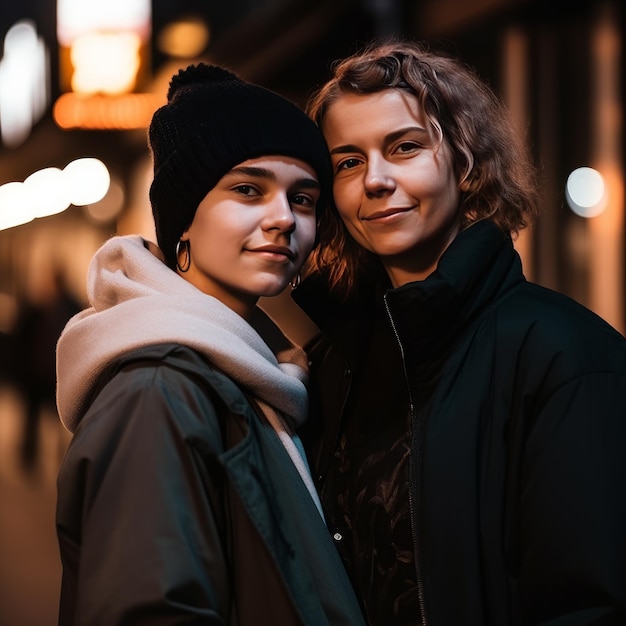 Portrait de deux soeurs heureuses