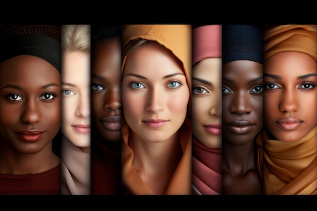 Portrait de divers modèles de femmes multiculturelles