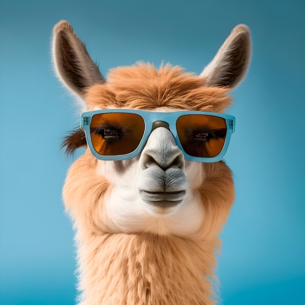 Portrait drôle de Lama avec des lunettes de soleil