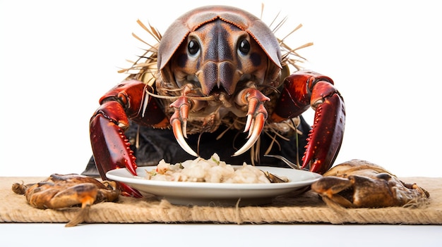 Photo portrait du crabe ermite curieux