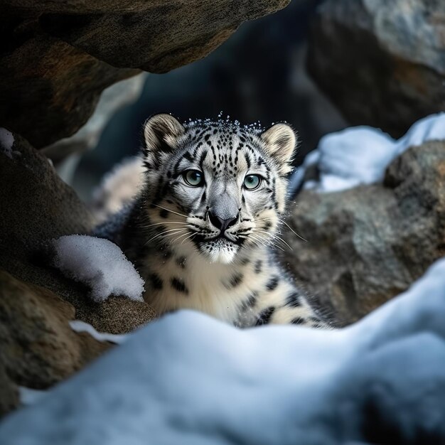 Photo portrait du léopard des neiges