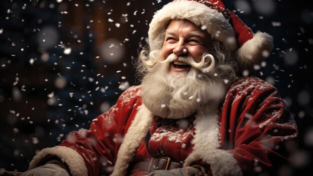 Portrait du Père Noël sur fond sombre concept de Noël et du Nouvel An