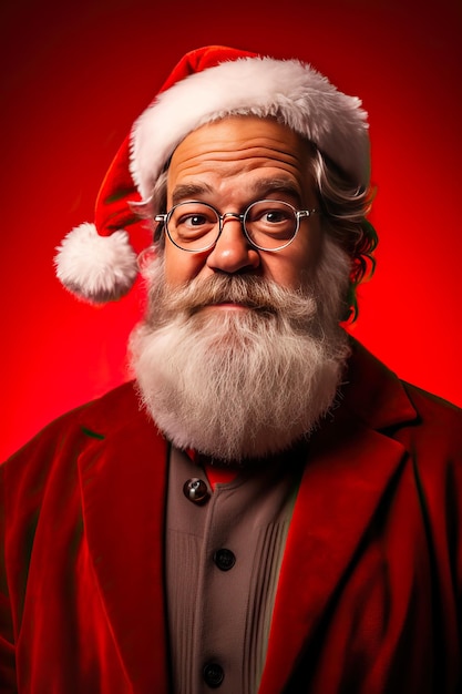 Portrait du Père Noël mettant différentes expressions de la colère à la joie et à la surprise Concept et émotions de Noël Image créée avec Ia