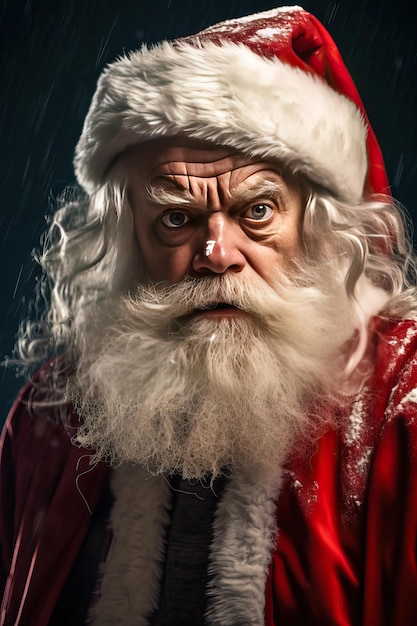 Portrait du Père Noël mettant différentes expressions de la colère à la joie et à la surprise Concept et émotions de Noël Image créée avec Ia