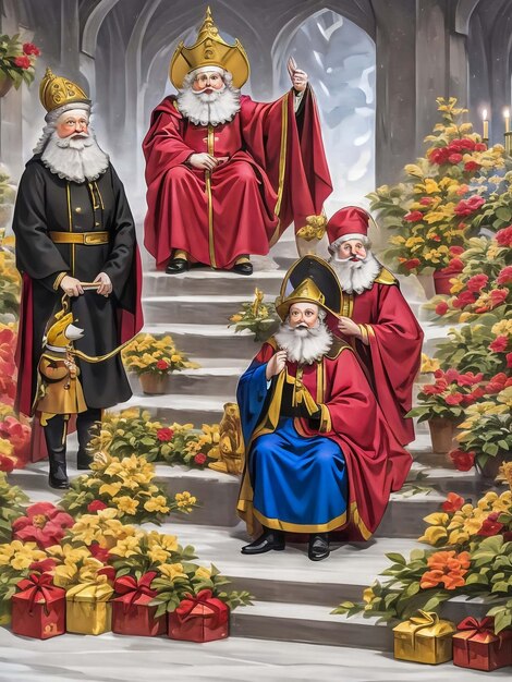 Portrait du Père Noël néerlandais appelé "Sinterklaas" à son arrivée en ville