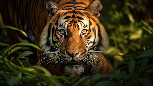 Portrait du tigre de Sumatra dans une jungle Panthera tigris sumatrae