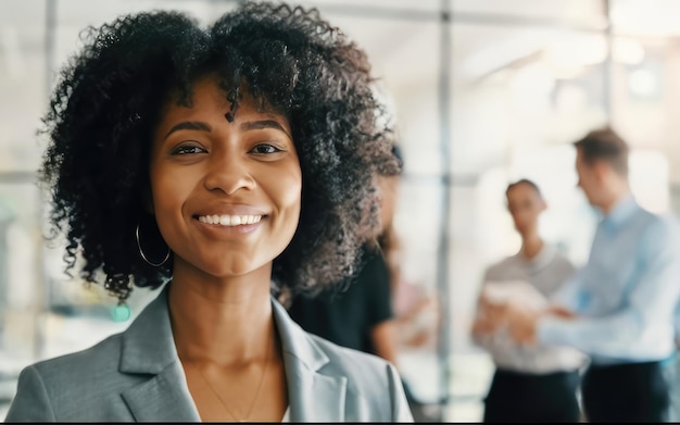 Portrait du visage du directeur et du sourire d'une femme noire heureuse, d'un chef d'entreprise ou d'un employé pour une entreprise en démarrage