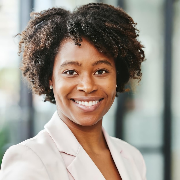 Photo portrait du visage du directeur et du sourire d'une femme noire heureuse, d'un chef d'entreprise ou d'un employé pour une entreprise en démarrage