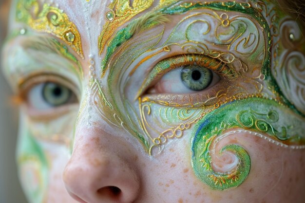 Portrait d'élégance éthérée avec décoration sur la photo du visage