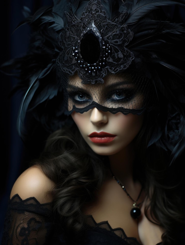 Portrait élégant d'une fille mystérieuse mascarade incognito énigme mystère masque boule de luxe secret