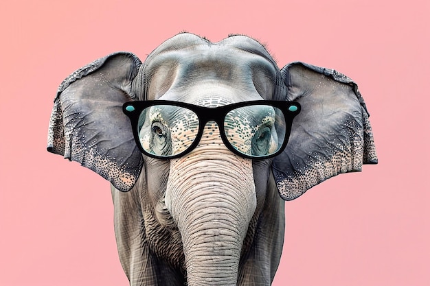 Portrait d'un éléphant avec des lunettes