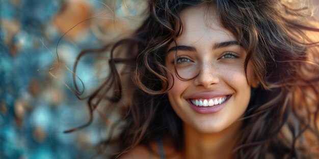 Photo portrait émotionnel d'une femme heureuse a généré