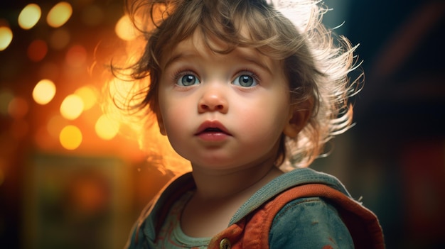 portrait d'un enfant aux grands yeux de peur