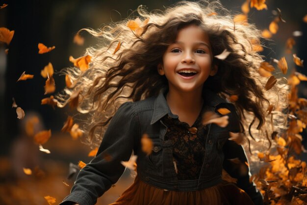 portrait d'un enfant dans le parc en automne