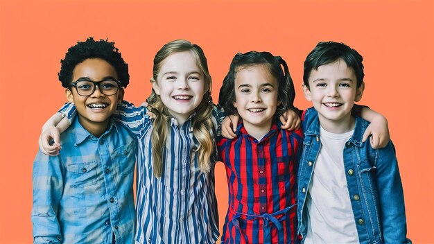 Portrait des enfants heureux isolés sur blanc