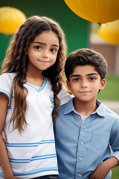 Portrait d'enfants mignons garçon et fille mignons