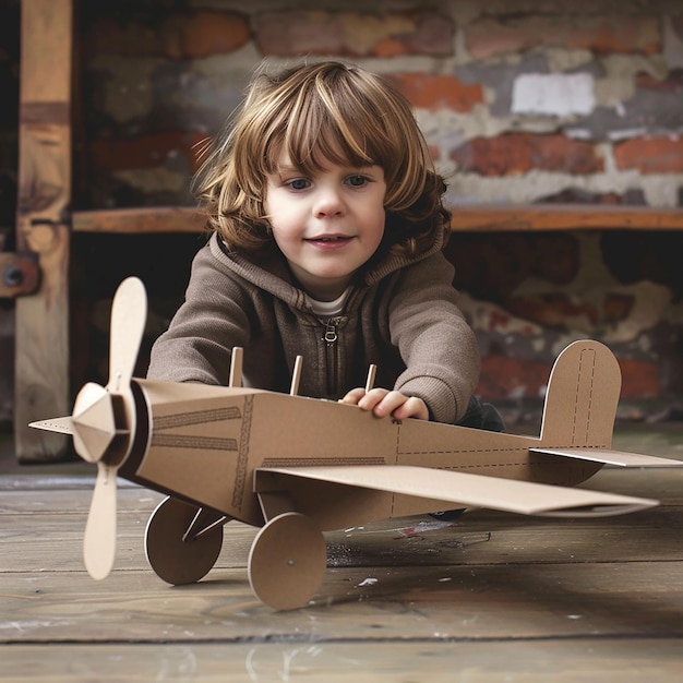 Photo portrait d'enfants qui maîtrisent les avions en papier