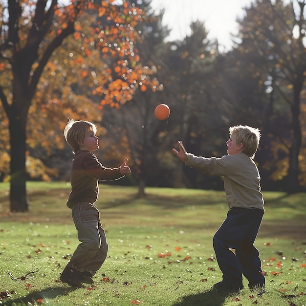 Photo portrait d'enfants s'amusant avec des jeux de balle, des lancers joyeux