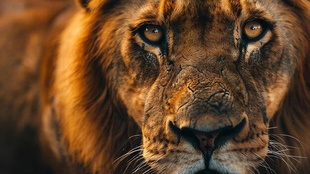 Photo un portrait époustouflant d'un lion mâle à la crinière dorée et aux yeux jaunes perçants