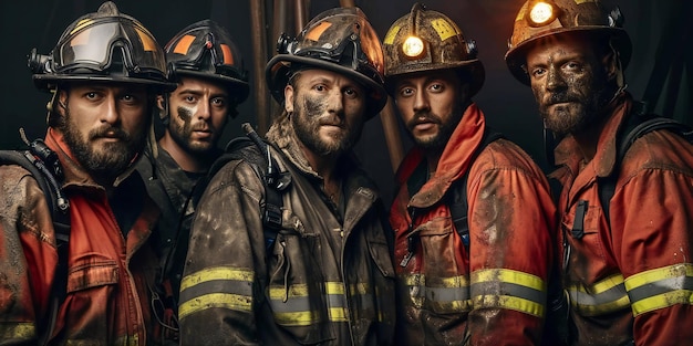 Portrait d'une équipe de pompiers