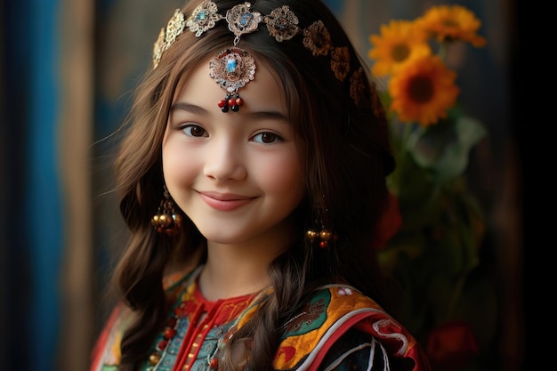 Portrait d'une étudiante kazakhe souriante