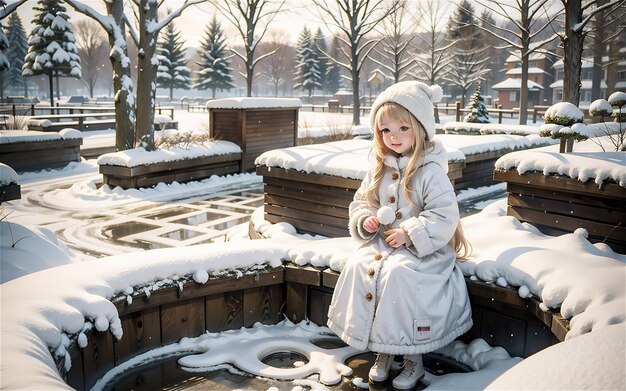 portrait extérieur d'hiver d'une adorable petite fille