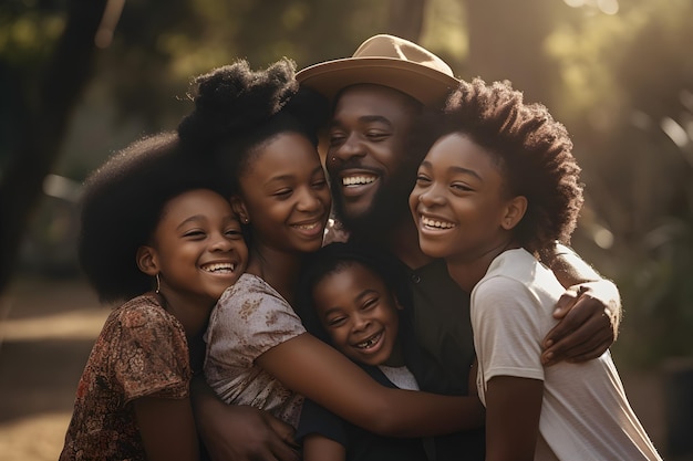 Portrait d'une famille africaine heureuse