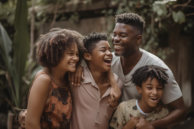 Portrait d'une famille africaine heureuse