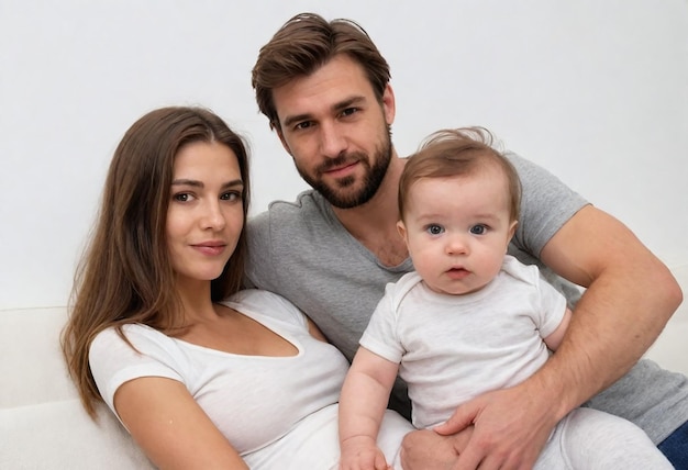 Photo un portrait de famille avec un bébé et un bébé