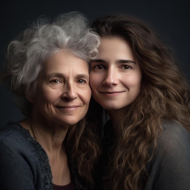 Portrait de famille grand-mère et petite-fille