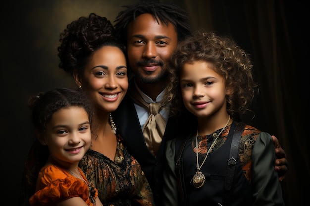 un portrait de famille avec une jeune fille et deux d'entre eux