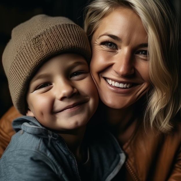 Portrait de famille de la mère et du fils